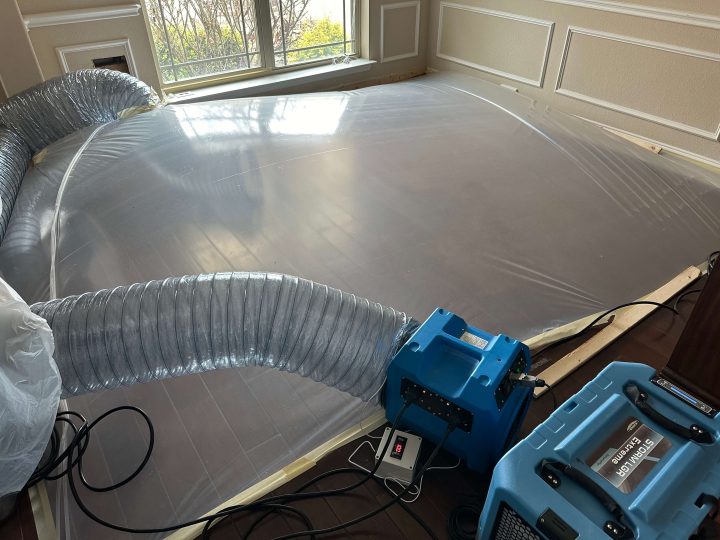 heating tent to dry flooded floor