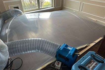 heating tent to dry flooded floor
