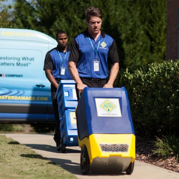 techs about to provide water damage services