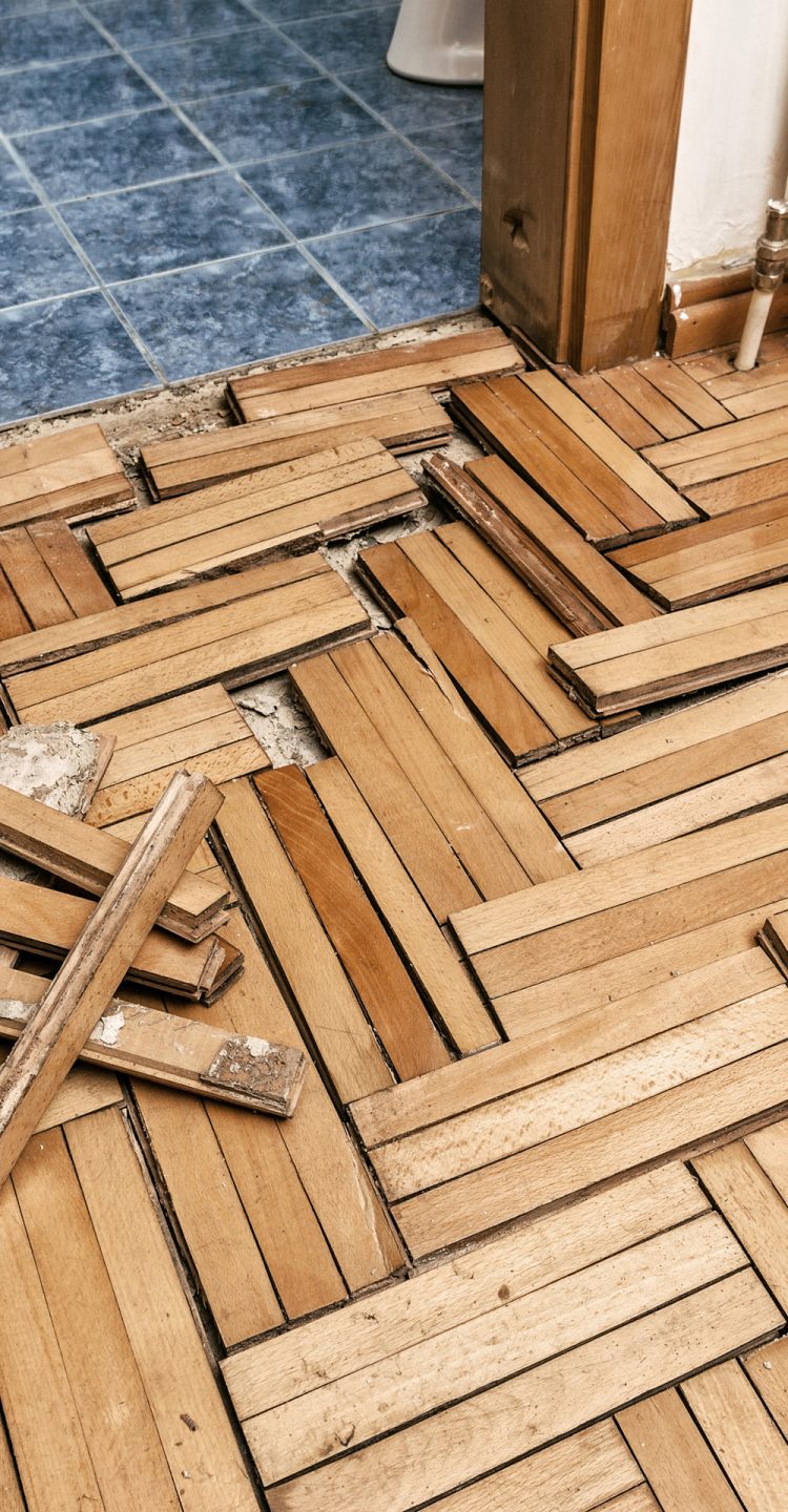 wood floor inside of a kitchen