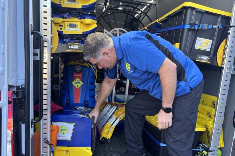 water damage equipment in van
