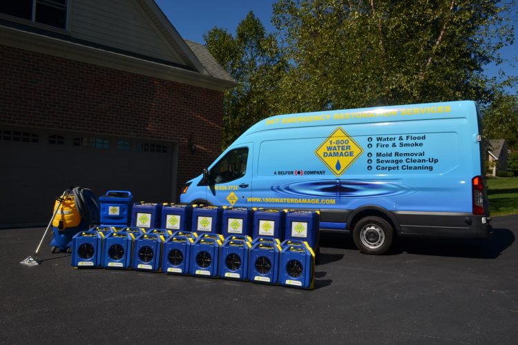 1-800 Water Damage van and equipment