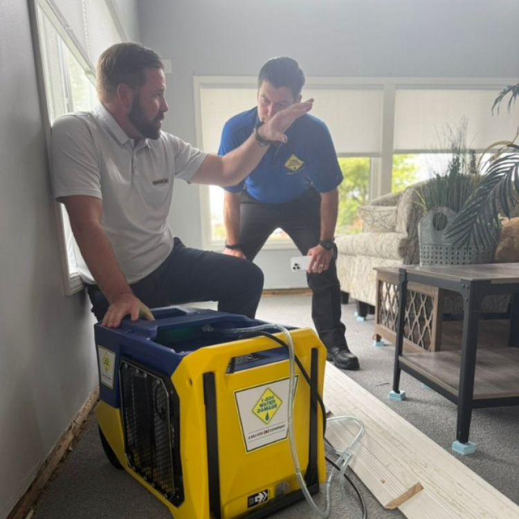 1800 Water Damage Team working together on a damaged property in western co