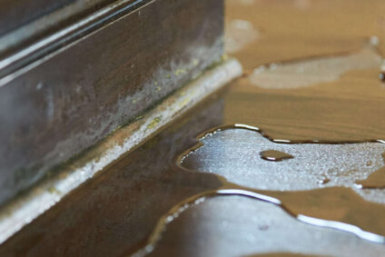 Water on a brown hard floor